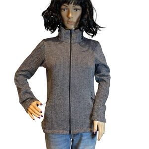 Women's Columbia Black White Herringbone Pattern Tweed Jacket Coat Sz Small VGC